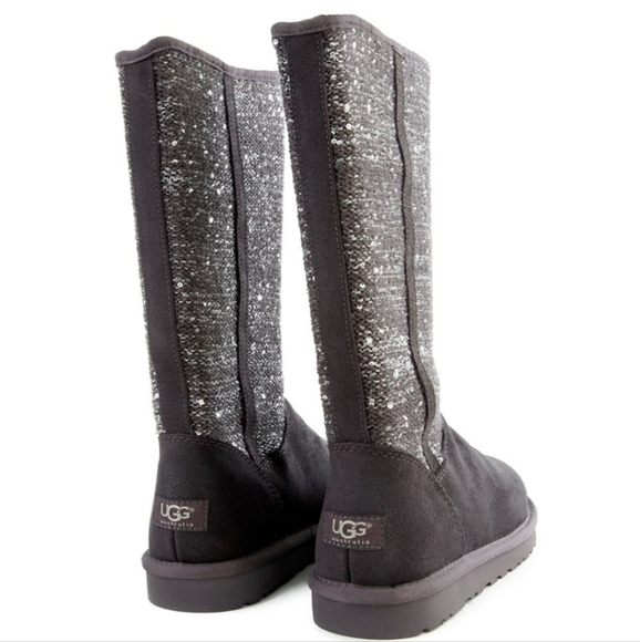 Ugg Camaya Metalic Suede Sequin Knit Boot Designer Shearling Winter Boot #712 - Picture 4 of 17